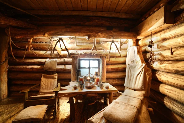 Intérieur du sauna russe en bois — Photo
