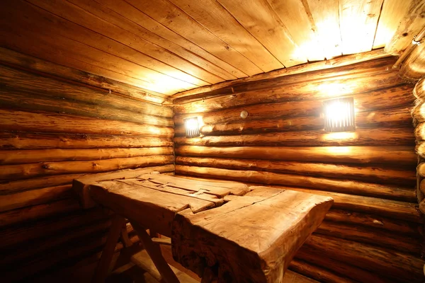 Interior of russian wooden sauna — Stock Image Interior of russian wooden sauna Stock Photo