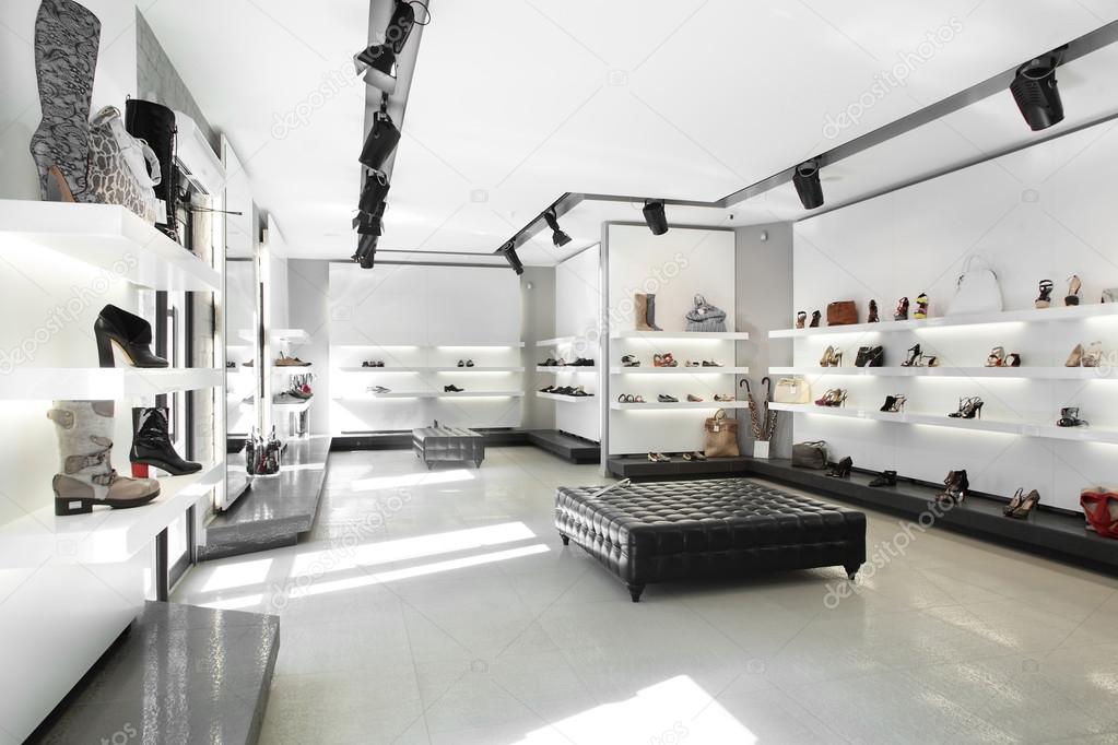 Luxury shoe store with bright interior 