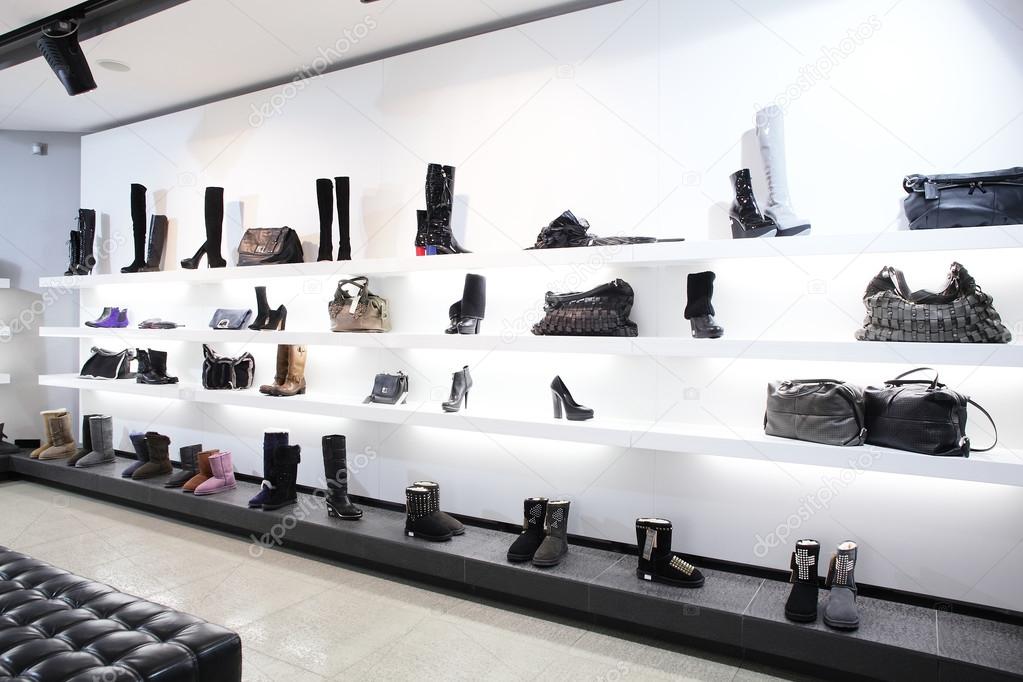 Luxury shoe store with bright interior