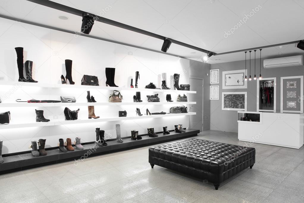 Luxury shoe store with bright interior