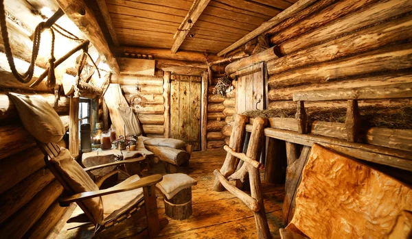 Interior of russian wooden sauna — Stock Photo, Image