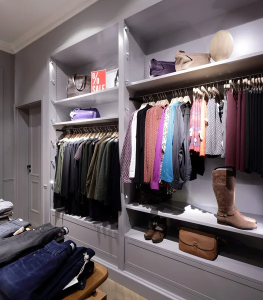 Brand new interior of cloth store — Stock Photo, Image