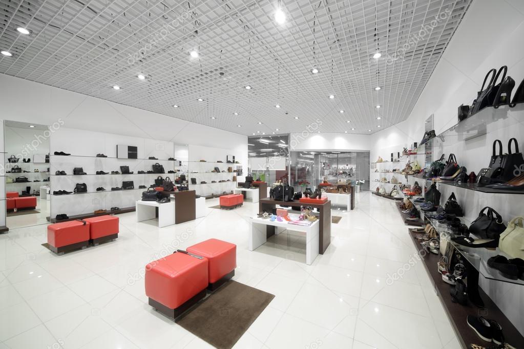 interior of shoe store in modern european mall