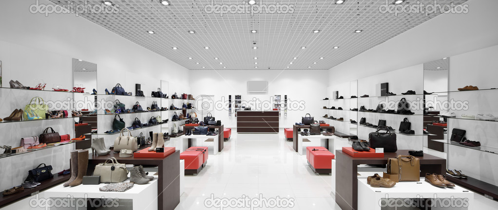 interior of shoe store in modern european mall