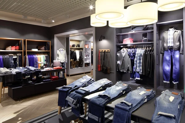 Brand new interior of cloth store — Stock Photo, Image