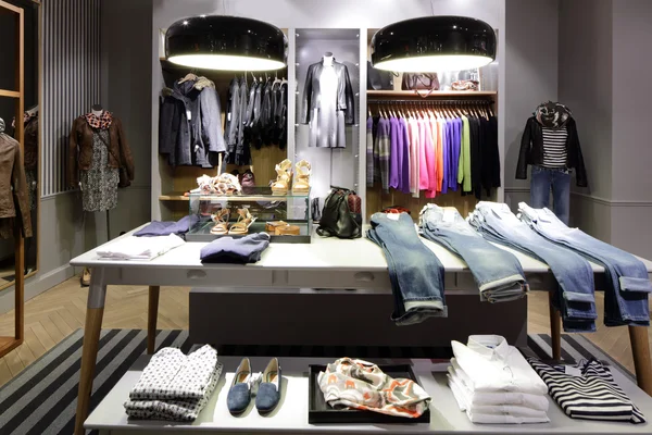 Brand new interior of cloth store — Stock Photo, Image