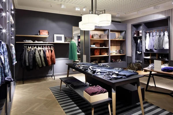 Brand new interior of cloth store — Stock Photo, Image