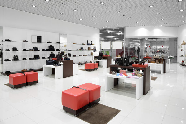 interior of shoe store in modern european mall