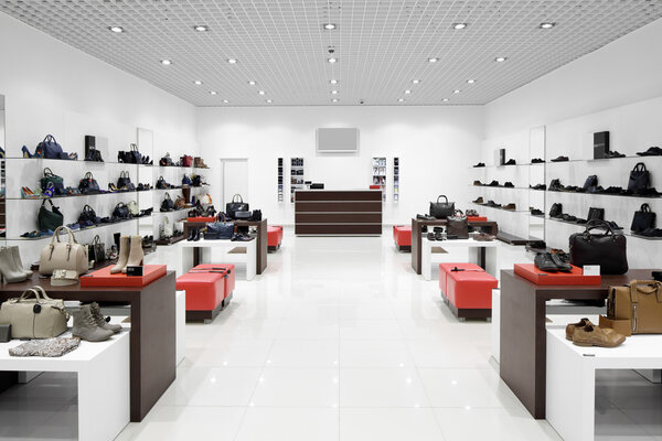 interior of shoe store in modern european mall