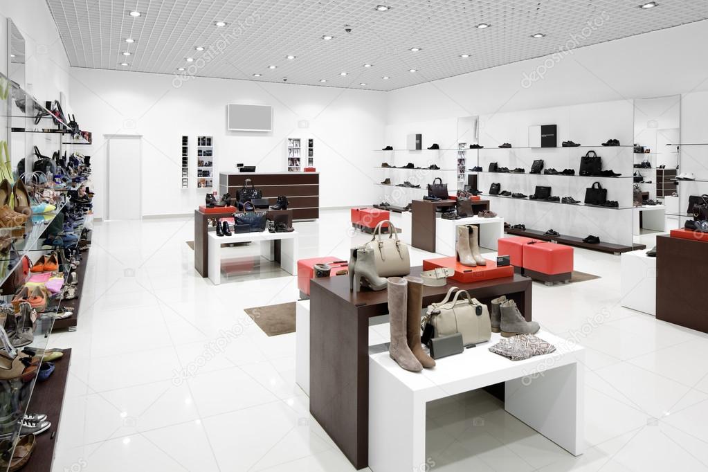 interior of shoe store in modern european mall