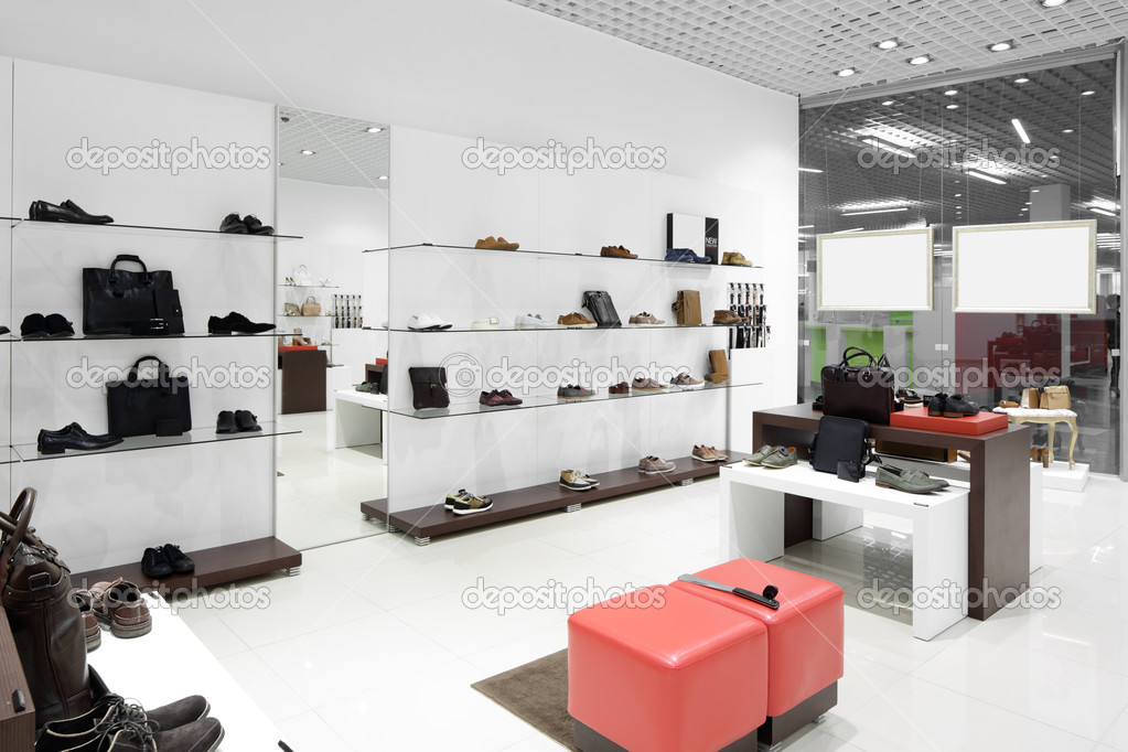 interior of shoe store in modern european mall