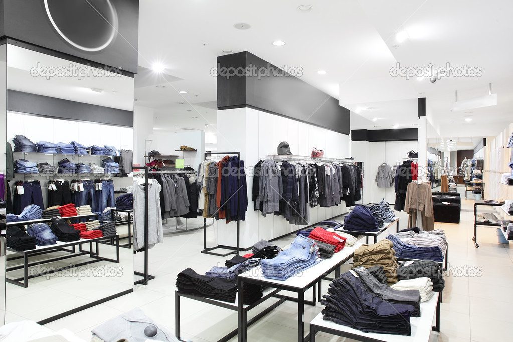 brand new interior of cloth store