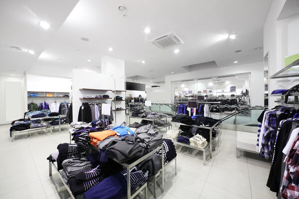 brand new interior of cloth store