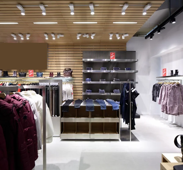 Brand new interior of cloth store — Stock Photo, Image