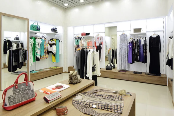 Brand new interior of cloth store — Stock Photo, Image