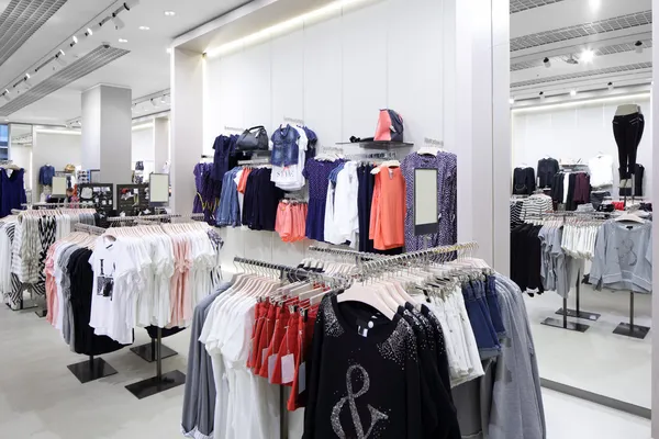 Brand new interior of cloth store — Stock Photo, Image