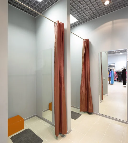 Interior of dressing room at cloth store — Stock Photo, Image