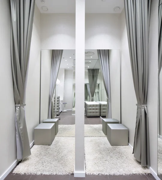 Interior of dressing room at cloth store — Stock Photo, Image