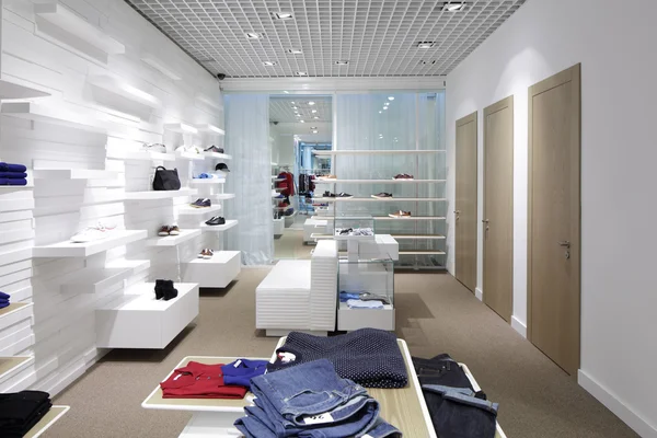 Brand new interior of cloth store — Stock Photo, Image