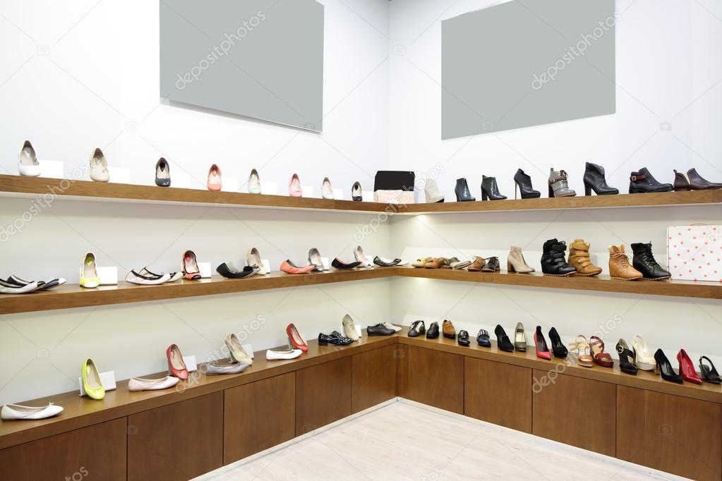 interior of shoe store in modern european mall