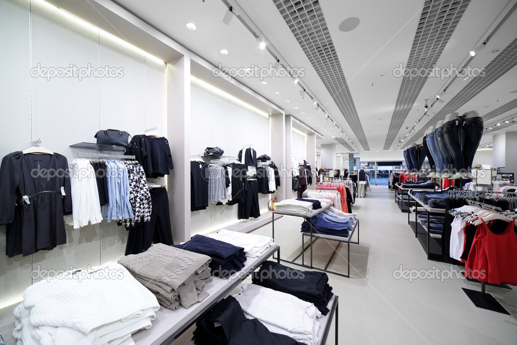 brand new interior of cloth store