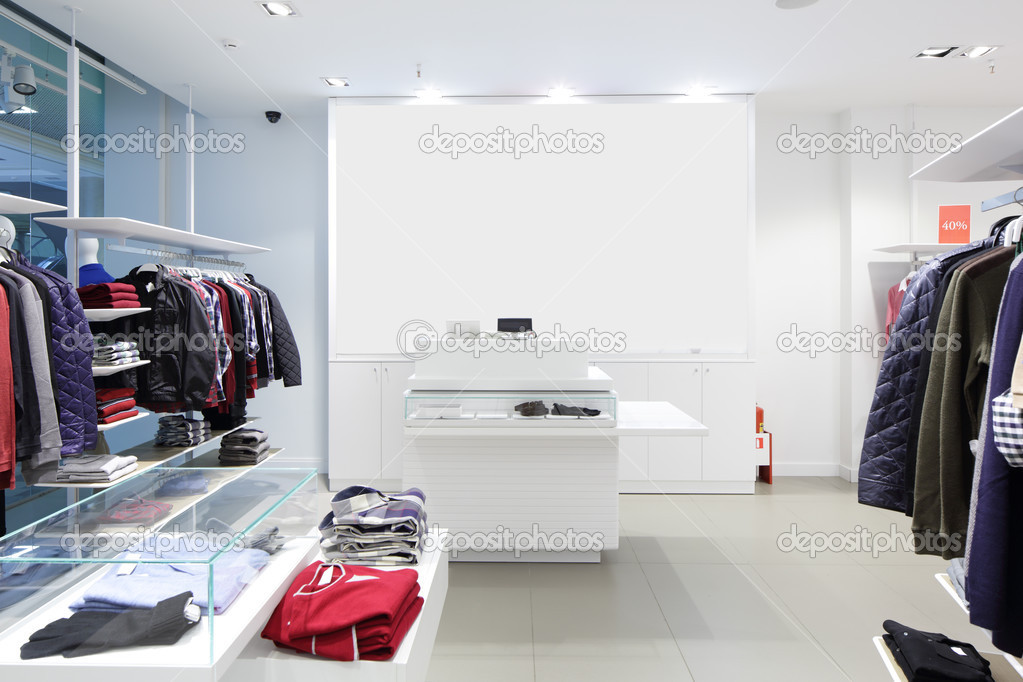 brand new interior of cloth store