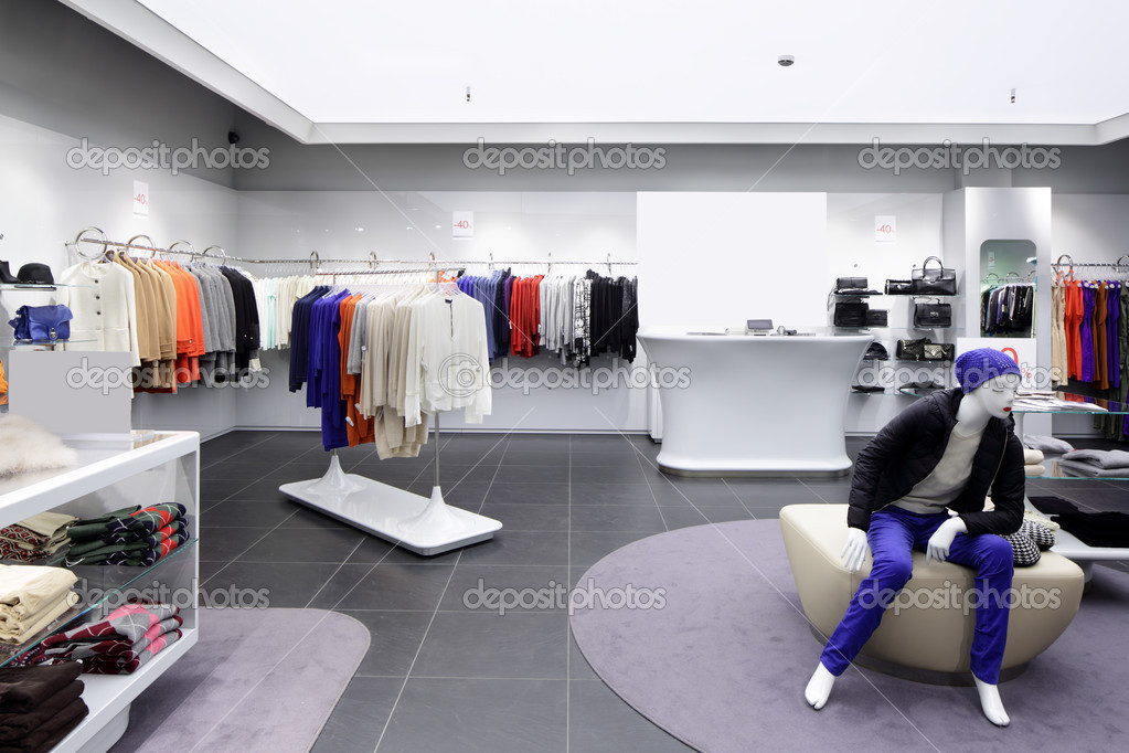 brand new interior of cloth store