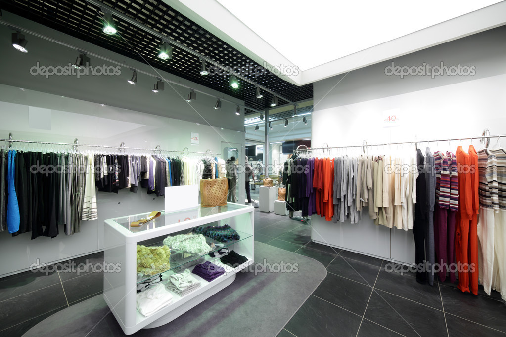 brand new interior of cloth store