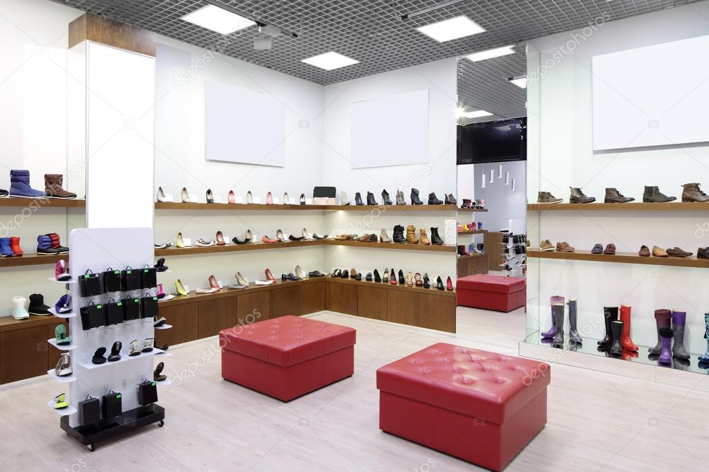 interior of shoe store in modern european mall