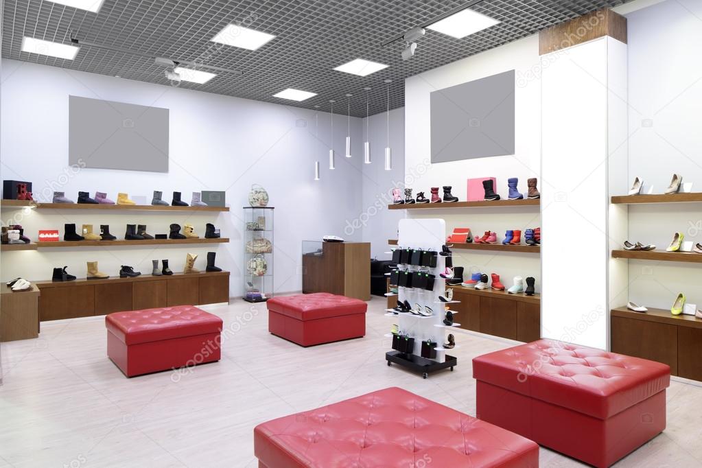 interior of shoe store in modern european mall