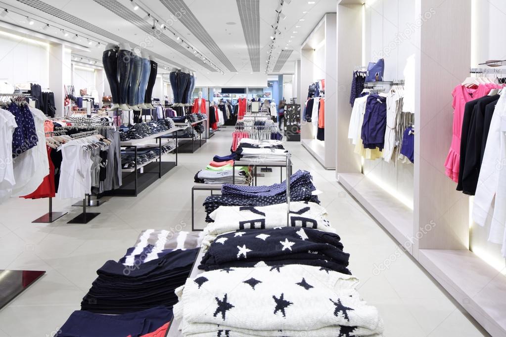 brand new interior of cloth store