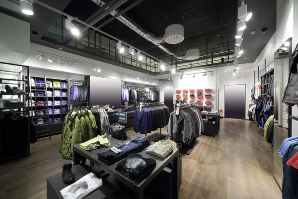 brand new interior of cloth store