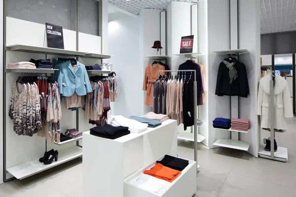 Brand new interior of cloth store — Stock Photo, Image