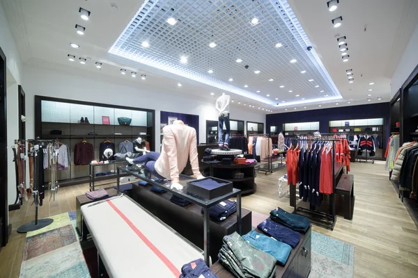 Brand new interior of cloth store — Stock Photo, Image