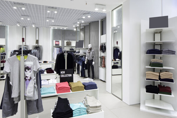 brand new interior of cloth store