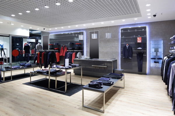 brand new interior of cloth store