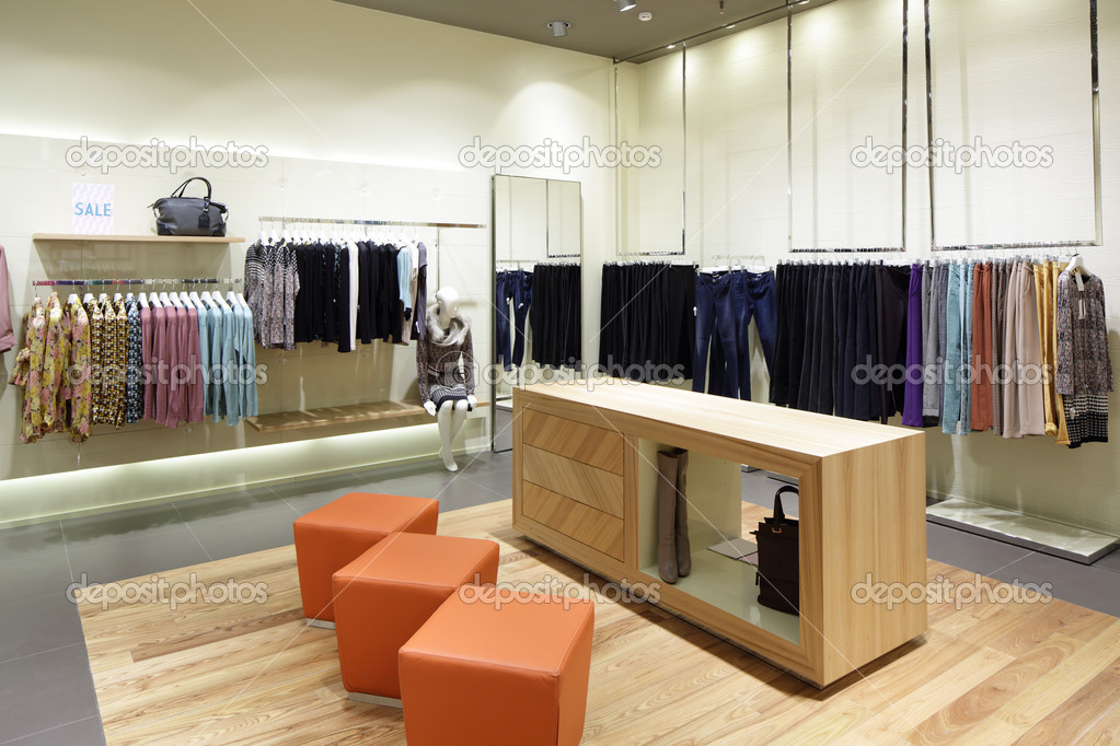 brand new interior of cloth store