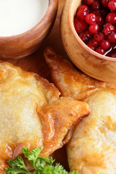 Pastel de carne con crema agria y arándanos —  Fotos de Stock