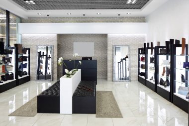 İç modern Avrupa alışveriş Ayakkabı mağazası