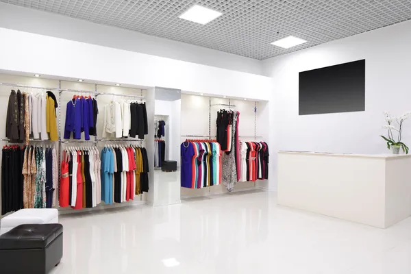 Brand new interior of cloth store — Stock Photo, Image