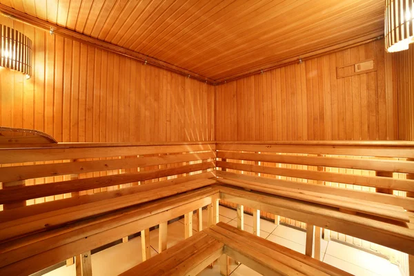 Interno della moderna sauna in legno — Foto Stock