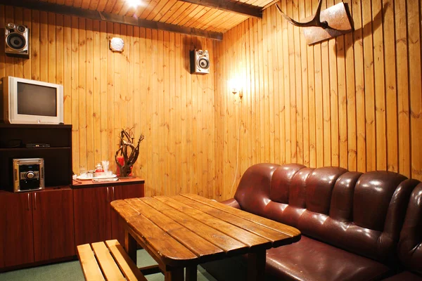 Interior of modern wooden sauna Stock Image