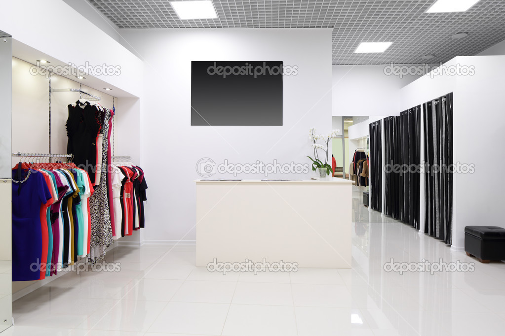 brand new interior of cloth store