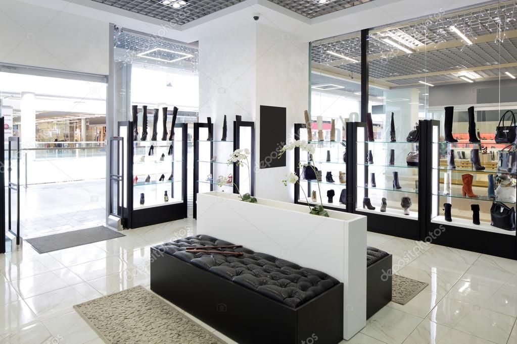 interior of shoe store in modern european mall