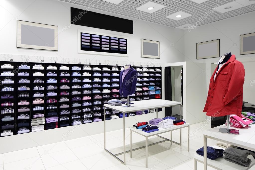 brand new interior of cloth store