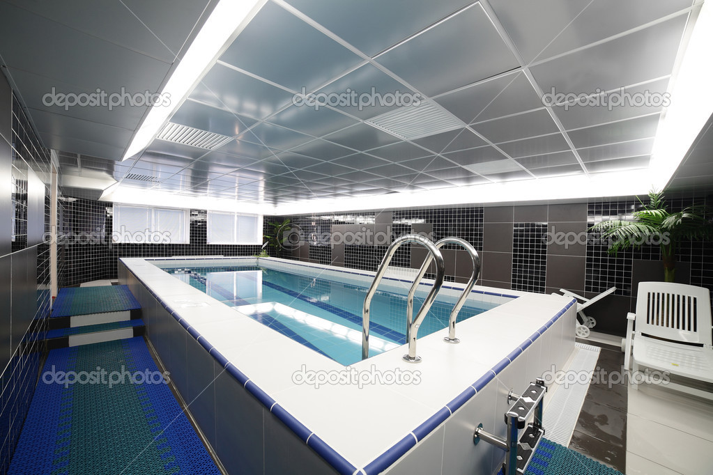 modern interior of swimming pool