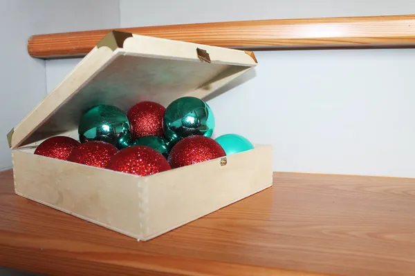 Christmas Decorations Box — Stock Photo, Image