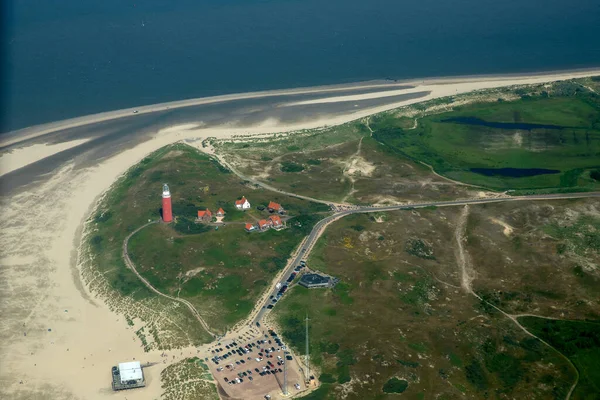 Arial Kilátás Ovet Lilghthouse Texel — Stock Fotó