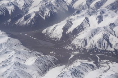 aerial view of Karakoram mountains of Sinkiang, China clipart